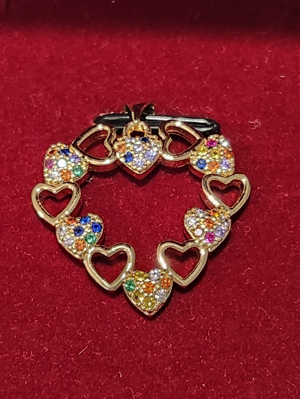 Gold-Tone Multicolor Heart Pendant